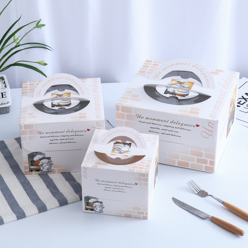 4 6 8-inch birthday cake box portable mousse pastry box square home baking packaging thickened bottom tray 10