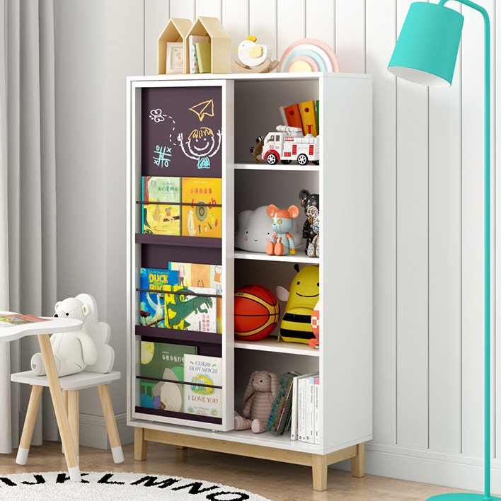 Children's bookshelf with blackboard Picture book shelf Baby bookcase Floor-to-ceiling household finishing shelf Toy storage cabinet combination