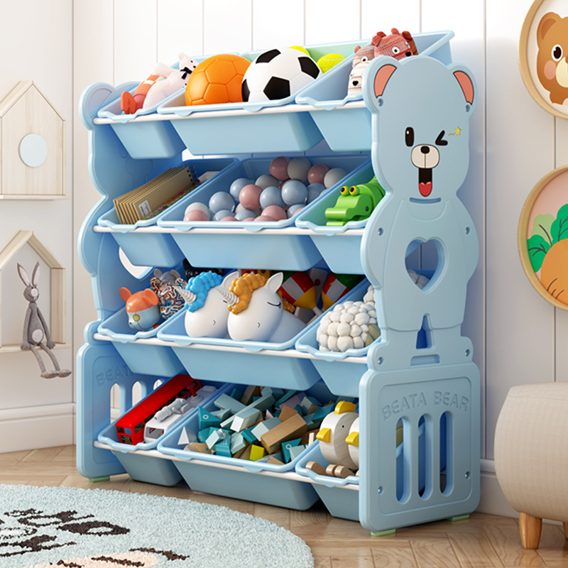 Cartoon love bear children's toy storage rack baby toy shelf storage multi-layer tidying box locker artifact