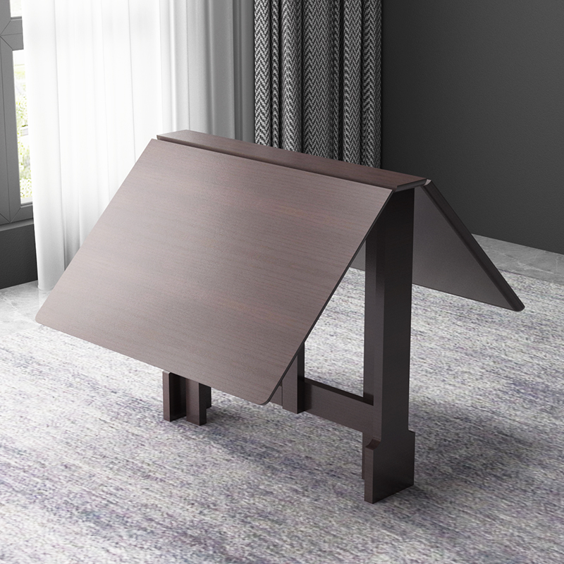 Folding movable dining table with wheels Small apartment 6 people Folding table and chair combination 4 people dining table Home modern and simple