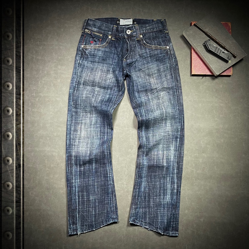 Italian Treasure-Grade Three-Dimensional Cutting Old-Fashioned Machine-Woven Thick Denim Washed Jeans