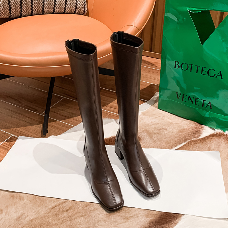 Coarse heel But knee boots female 2021 Hemly high heel boot Boots High-length Boots 100 Hitch Boots Woman Autumn Winter High Drum Boots