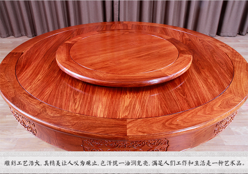 Jimei màu đỏ gỗ gụ đồ nội thất bằng gỗ hồng mộc bàn tròn Tianlong tám gỗ rắn Trung Quốc một bàn tám ghế kết hợp bàn ăn - Bộ đồ nội thất đồ gỗ thông minh