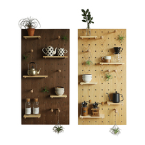 Small Wood good product walnut hole board custom entrance wall storage Nordic kitchen wall black walnut shelf