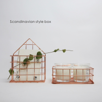 Small Wood good product Nordic INS rose gold iron storage basket rectangular sundries girl desktop storage basket