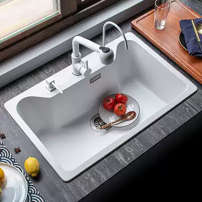 Coenna Quartz Sink Single Sink Kitchen Sink Kitchen Sink Bowl Household Substage Bowl Washing Large Pool Combo