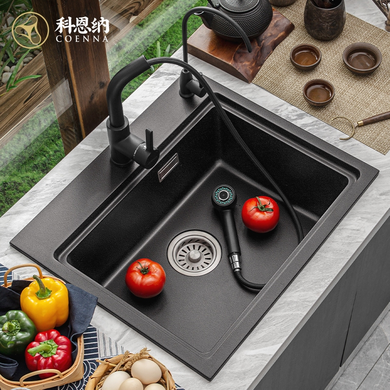 Kornner quartz stone sink small single sink Granite Wash Basin Kitchen in the lower basin Dishwashing Basin Sink Package