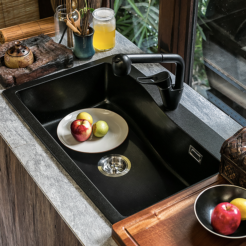 Kerner quartz stone sink large single sink kitchen sink granite wash basin small apartment home package