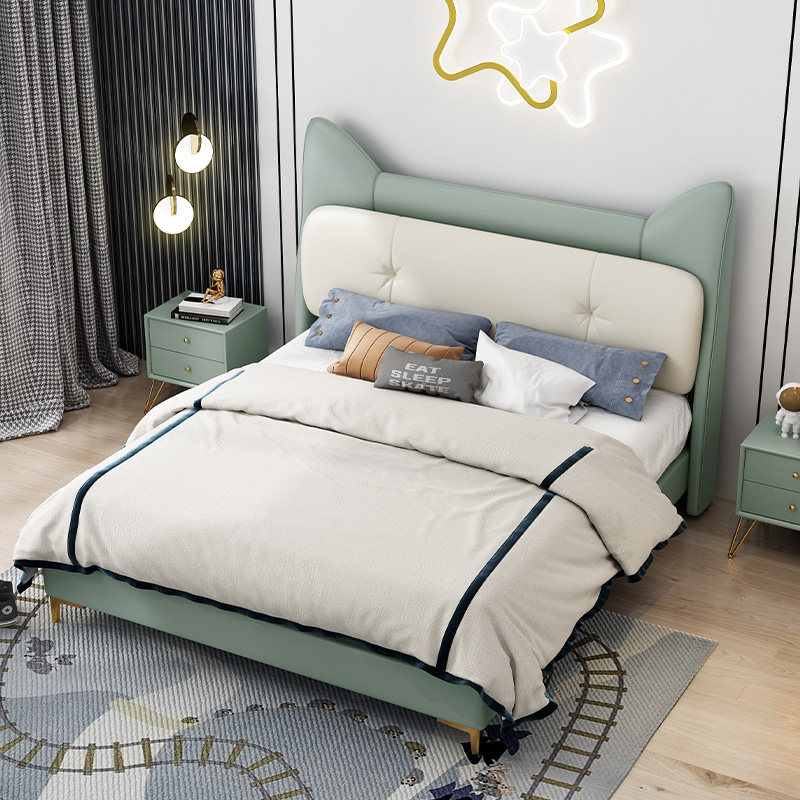 Soliwood Children's Bed Girl Bed Modern Simple Red Bed BoyBed Cartoon Cat Ear True Bed