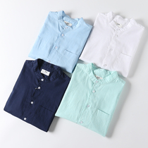 (Clearance does not return) cotton and linen summer men and women stand collar casual cotton linen short sleeve shirt coat tide 4295