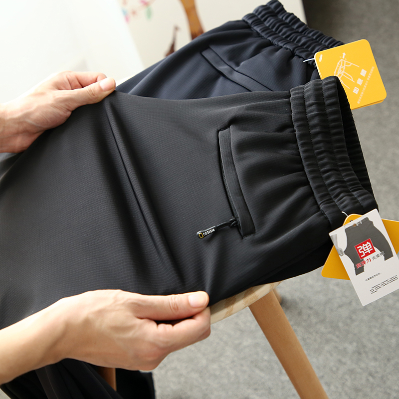 High end line Flexibility Spring and Autumn men draw rope tight waist straight tube recreational trousers 15121