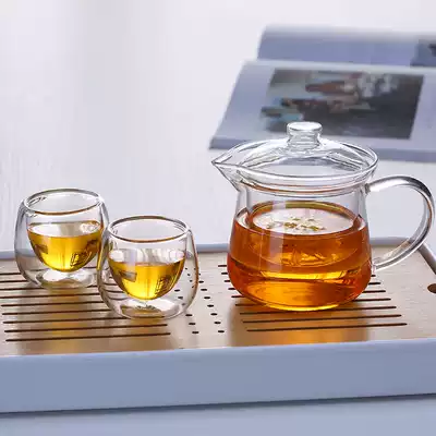 Heat-resistant lead-free glass single small teapot kung fu tea set set transparent mini bubble teapot with filter