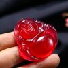 Antique Jade Red Jade Large Pendant Buddha Seated Buddha Ice Through Chinese Red Ice Red Sweater Chain Pendant Maitreya Buddha Gift