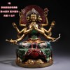 Antique antique copper painted Guanyin Bodhisattva statue sitting lotus Guanyin desktop worship Buddha statue ornaments old objects