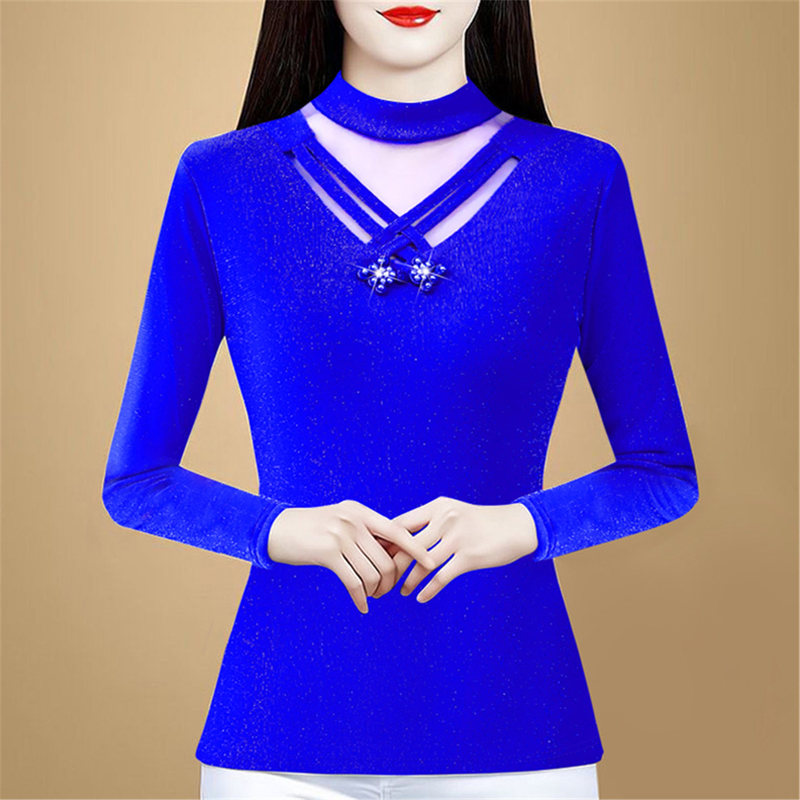 Lace Base Shirt for Women, Spring, Autumn and Winter 2026 New Style, Stylish Inner Wear with Mesh and Fleece, Long-Sleeved Top for Mothers Lace Base Shirt for Women, Spring, Autumn and Winter 2026 New Style, Stylish Inner Wear with Mesh and Fleece, Long-Sleeved Top for Mothers