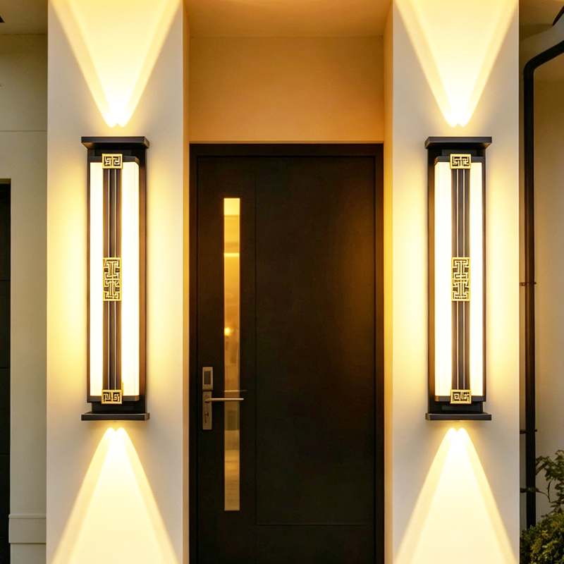 Up and down Lighting New Chinese Style Outdoor Wall Lamp Waterproof Rust-Proof Anti-Corrosion Door Side Lights Strip Lights Atmosphere Lights Y