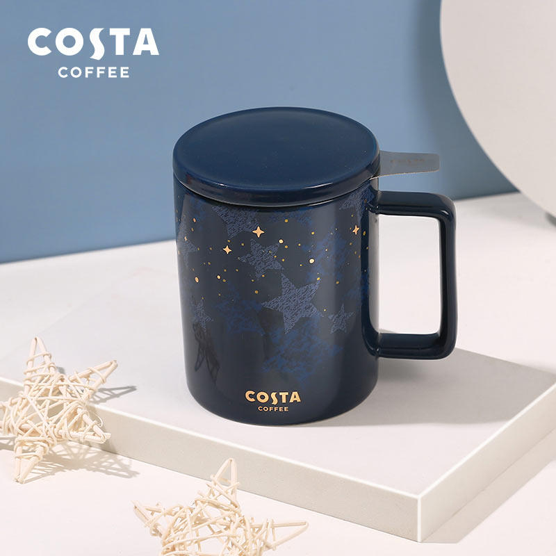 Costa Cup boys and girls mug with lid spoon simple couple tea cup tea separation office coffee cup