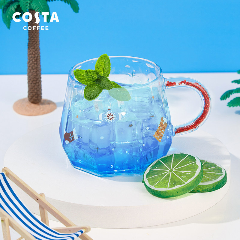 COSTA glass home women's water cup office coffee cup transparent ins Wind high color value Cup with handle