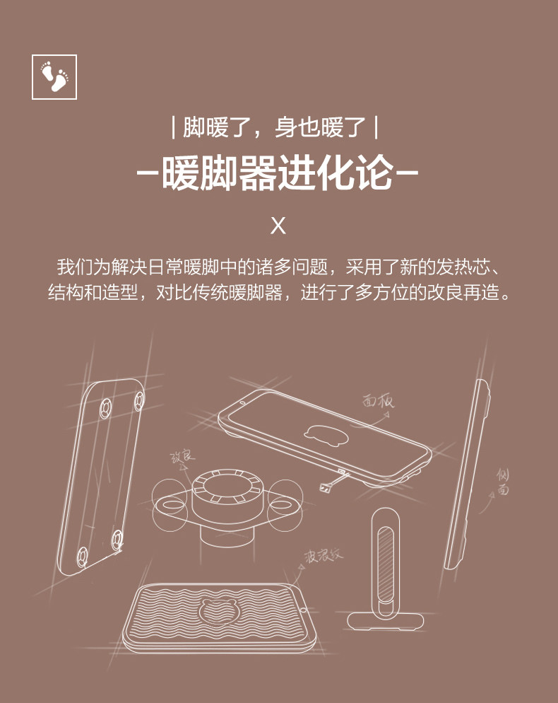 小熊 家用取暖器 立平两用暖脚器 石墨烯红外发热 图4