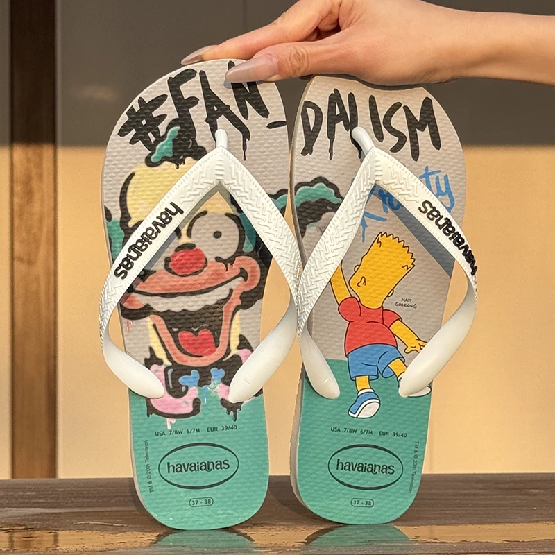 Havana Havaianas новые бразильские шлепанцы Simpson нескользящие пляжные сланцы с плоской подошвой
