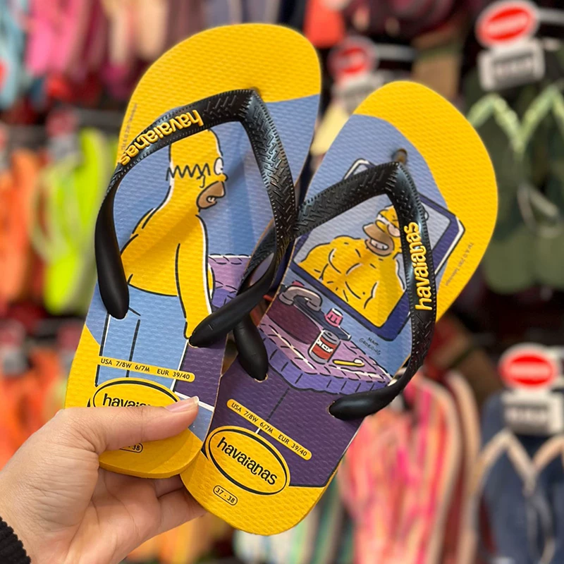 Havana Havaianas новые бразильские шлепанцы Simpson нескользящие пляжные сланцы с плоской подошвой