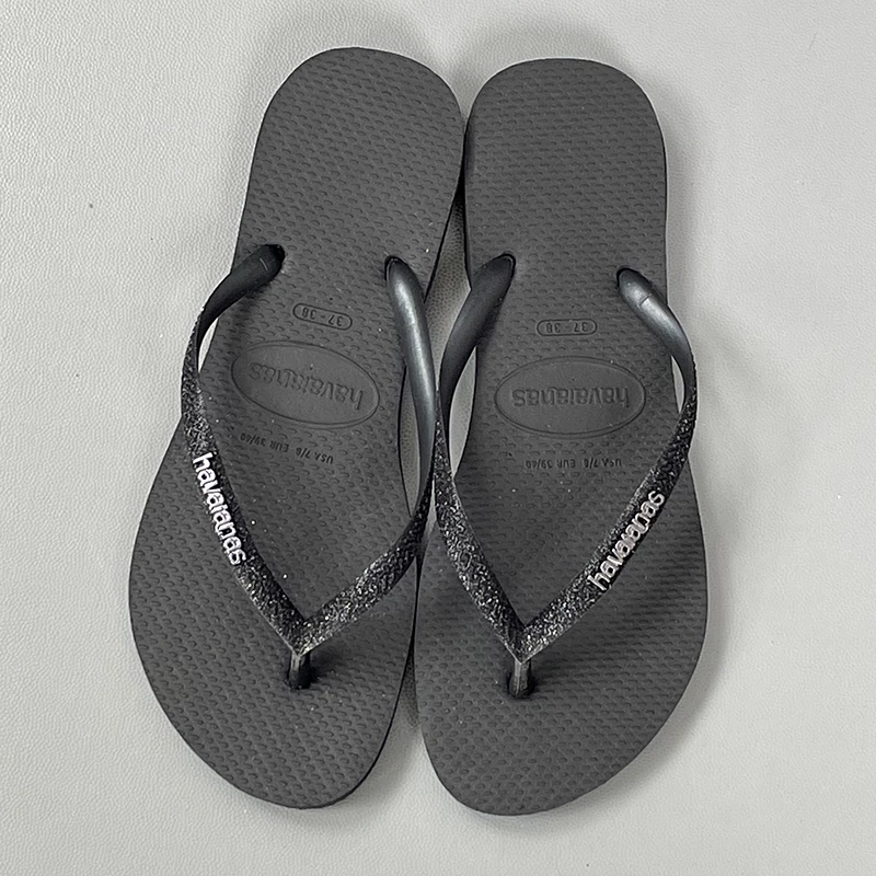 Havaianas sequin slim Havana flip-flops women's outer wear non-slip bathroom slippers angle sandals seaside