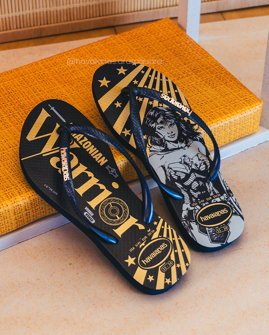 Плоские шлепанцы Havaianas DC Warner коллаборация Wonder Woman Havana, непоскользящие летние тапочки для защиты пальцев