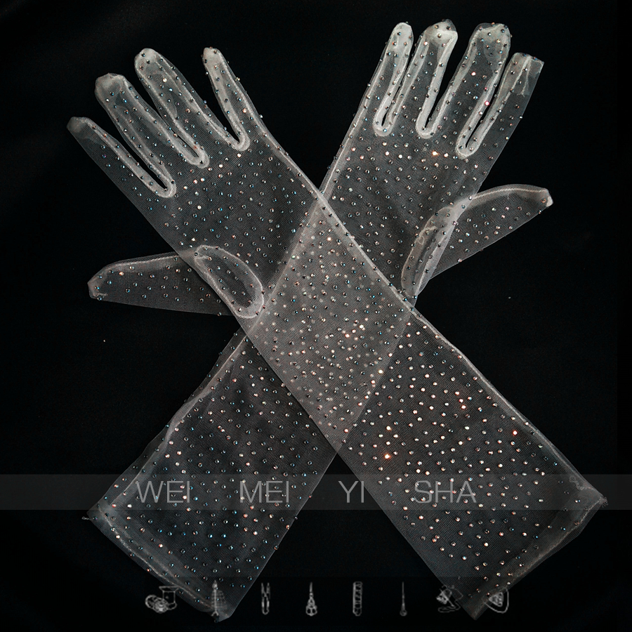 New 2019 trendy meritocratic original handmade bridal glove creative photo film Wedding glove Long version