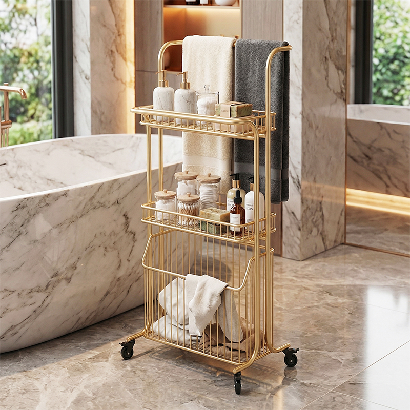 2026 New Model Bathroom Floor-Standing Towel Rack and Storage Rack, Integrated Movable Towel Rack Next to the Bathtub
