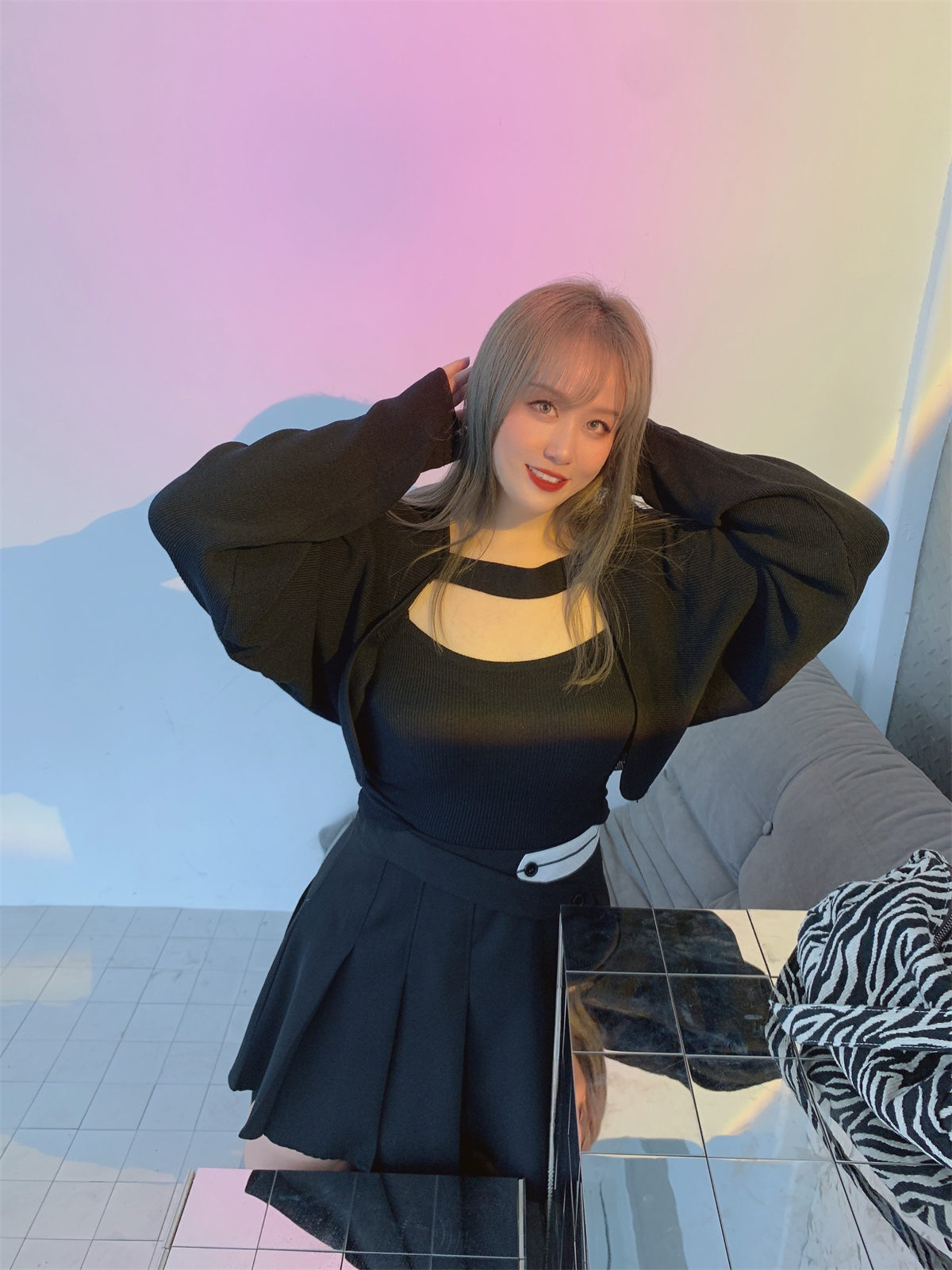 Large size women's dress 2021 Fall Fat mm Knitted Harness Blouse Blouse Women Loose Bat Sleeve Long Sleeve Hooded Shirt Two-piece Suit