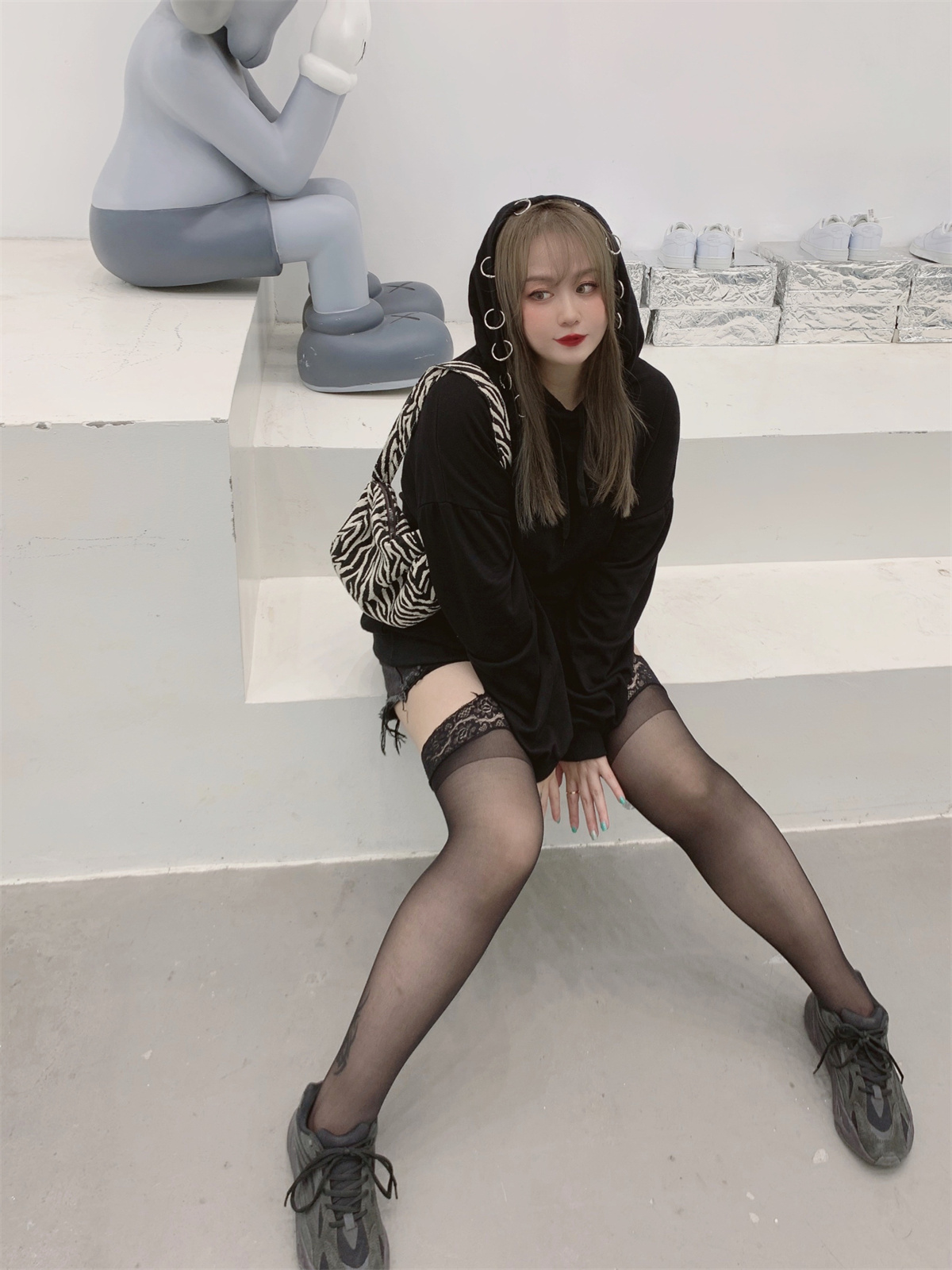 Clearance autumn new 200 catties large size women's clothing fat mm dark lazy wind metal hooded loose David clothes tide