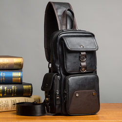 2023 ໃຫມ່ Summer Chest Bag ຜູ້ຊາຍ Trendy ຍີ່ຫໍ້ທຸລະກິດບາດເຈັບແລະກະເປົ໋າແອວຂອງຜູ້ຊາຍ Soft Leather Crossbody Bag Fashion Shoulder Bag