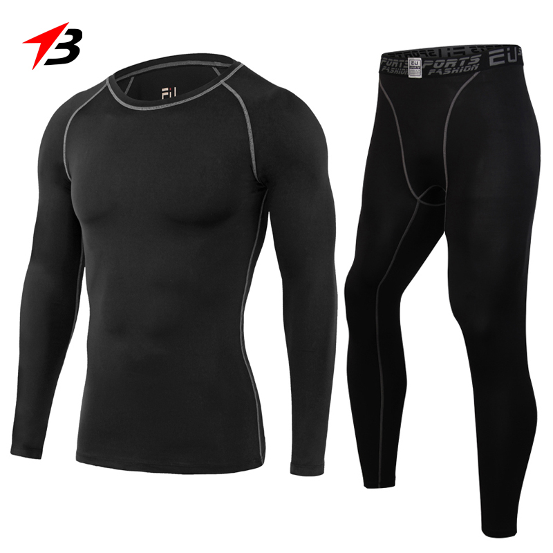Fitness Suit Suit Men's Spring Autumn Outdoor Speed Dry Running Fitness Clothes Sports Basketball Tight Vest T-Shirt Long Sleeves