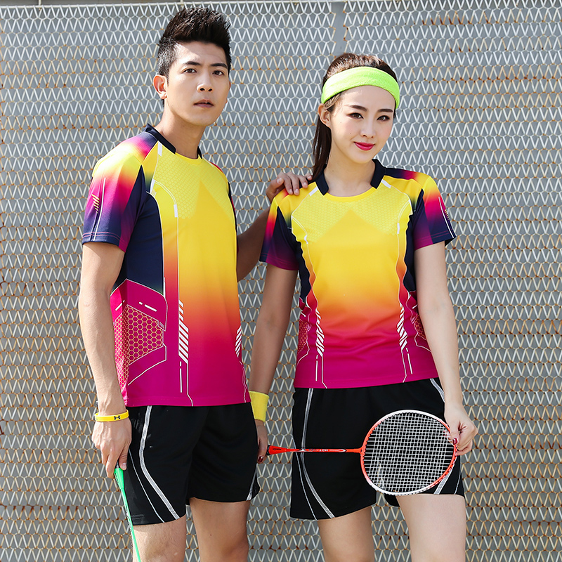 Badminton suit sports suit custom men's and women's short-sleeved summer breathable quick-drying table tennis tennis shorts game suit