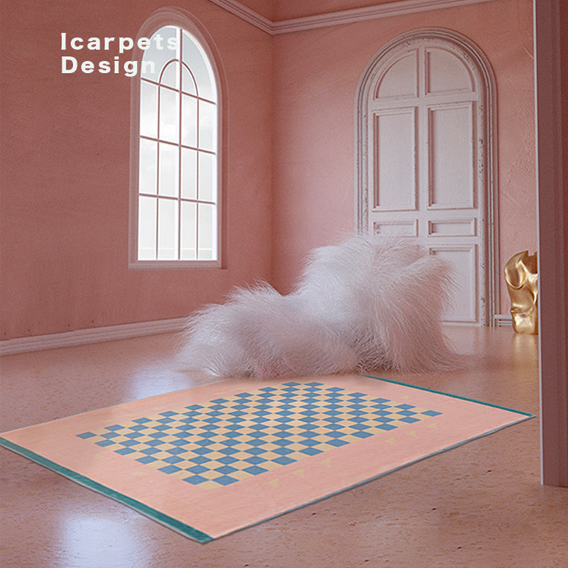 House Yan icarepets Nordic ins Breeze Living Room Tea Table Blanket Bedroom Chessboard Grit Bedside Blanket Summer Customizable