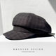 Women's Autumn and Winter Versatile Beret Hat, Plaid Woolen Newsboy Cap, Suitable for Round Faces, Artistic Hong Kong Style Painter's Hat