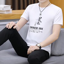 Short-sleeved T-shirt mens summer new quick-dry half-sleeve male and young Korean slim shorts set mens two pieces