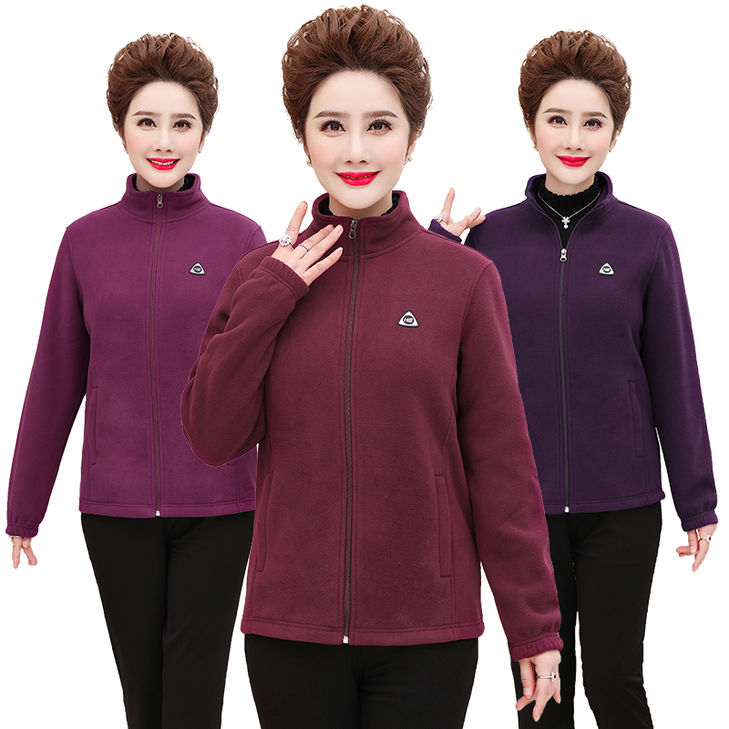 Outdoor fleece jacket autumn and winter ladies warm storm jacket liner thickened middle-aged and elderly mothers wear fleece jacket