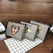 Net red mens envelope clutch fashion large capacity clip bag Personality printing spirit social people mens and womens handbags tide