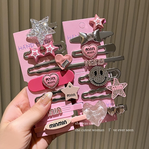 Металлическая заколка для волос, челка, золото 2 карат