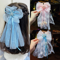 Super fairy princess veil back head hairclip children Girl temperament hairpin bow hair jewelry cute