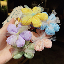 Children cute little flower rubber band tie head Hairband girl head rope hair hair accessories high elastic Korean women