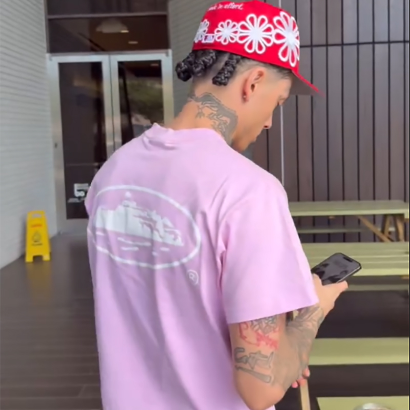 Corteiz Alcatraz フロントとバックのベーシックプリント半袖Tシャツ メンズ ヒップホップ ストリート 西海岸 ゆったり ラウンドネック トップ