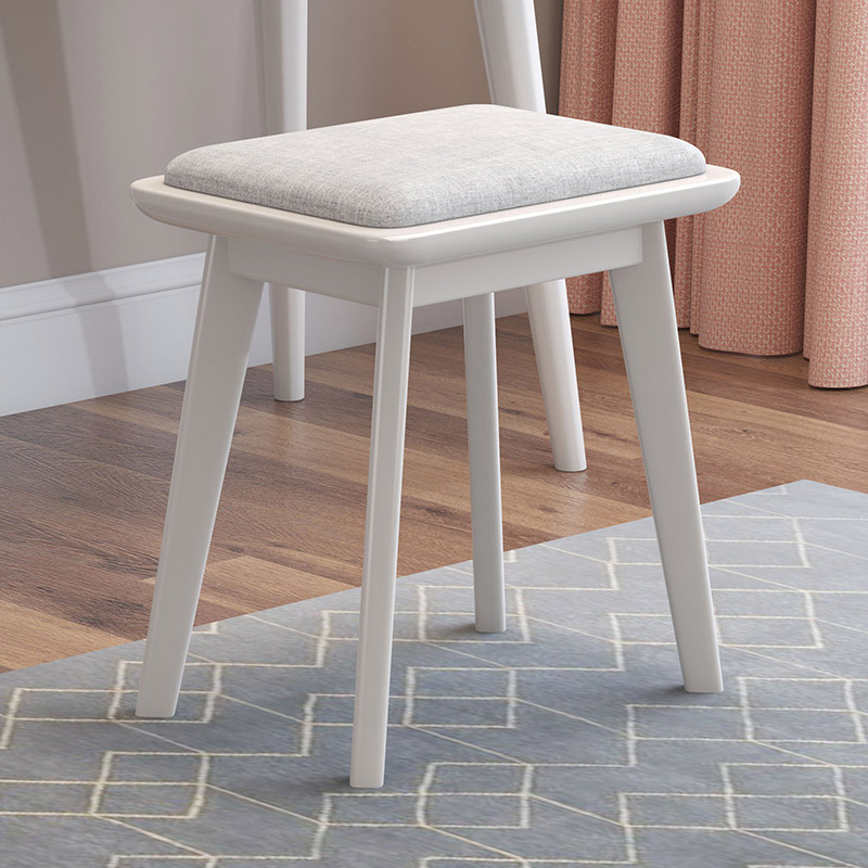 Nordic Solid Wood Makeup Stool Home Modern Light Lavish Adult Dining Stool Leather Cloth Art Bedroom Soft Bag Makeup Table Stool