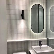 Black mesh fine wall tiles long grid mosaic tiles Japanese white paste bathroom bathroom Nordic strips