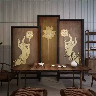 Solid Wood mobile new Chinese living room compartment screen screen fashion porch office beauty salon hotel Bergamot