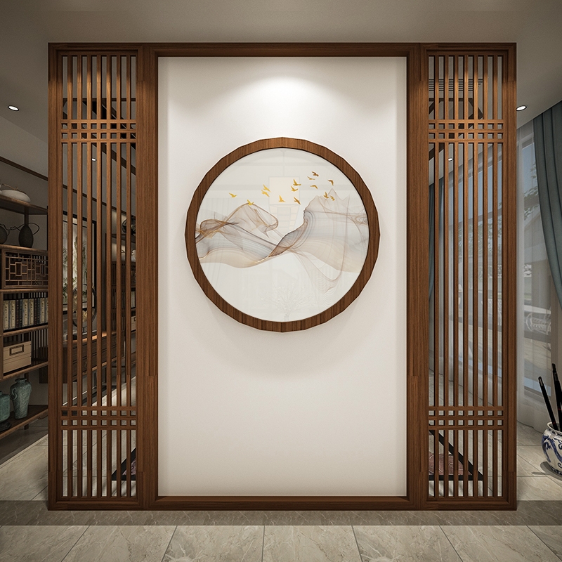 New Chinese Solid Wood Hollowed-out Fence Screen Hotel Clubhouse Hotel Hall Partition Wall Decoration Custom Xuanxiang Xiangyun