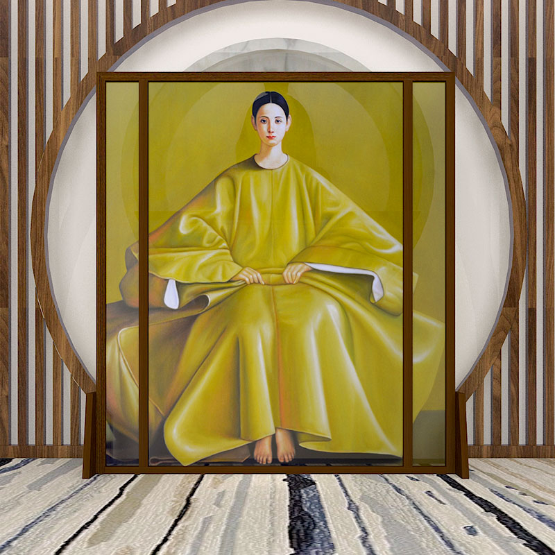 New Chinese-style minimalist post-modern solid wood screen partition decoration living room bedroom dining room porch mobile seat screen royal