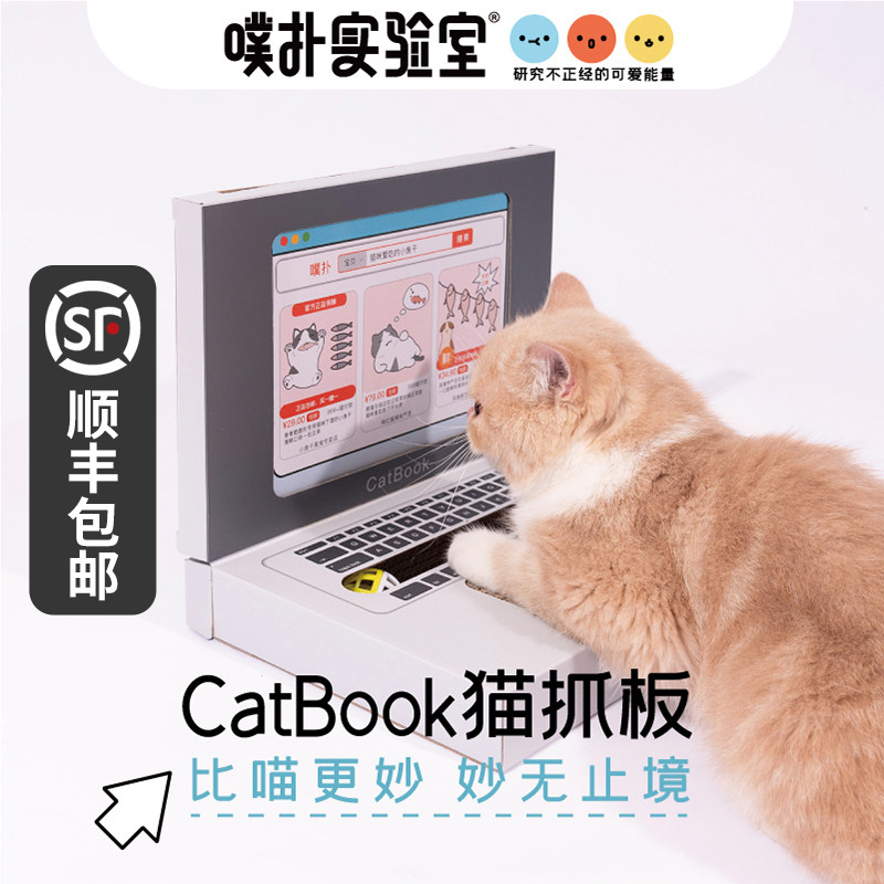PurLab Pupu Lab Cat Scratch Board CatBook Corrugated Cardboard Grinding Claw Resistant Cat Toys