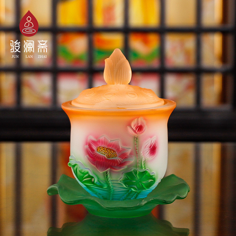 Glazed to water supply Cup Indoor home Buddha Former supply of Buddha Lotus Water Purification Cup Buddha Hall Special Holy Water Cup Buddha for a cup